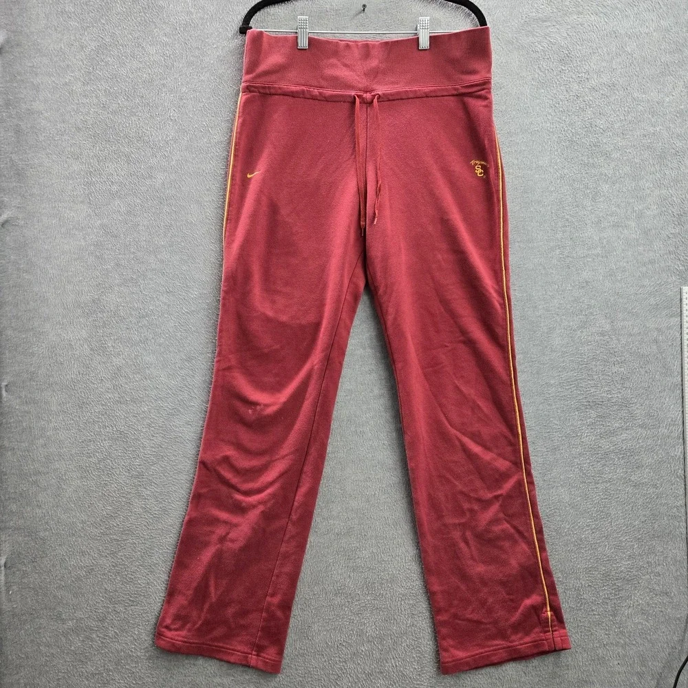 VINTAGE USC Trojans Women Activewear Pants M‎ Red Y2K Nike Swoosh Sweatpants